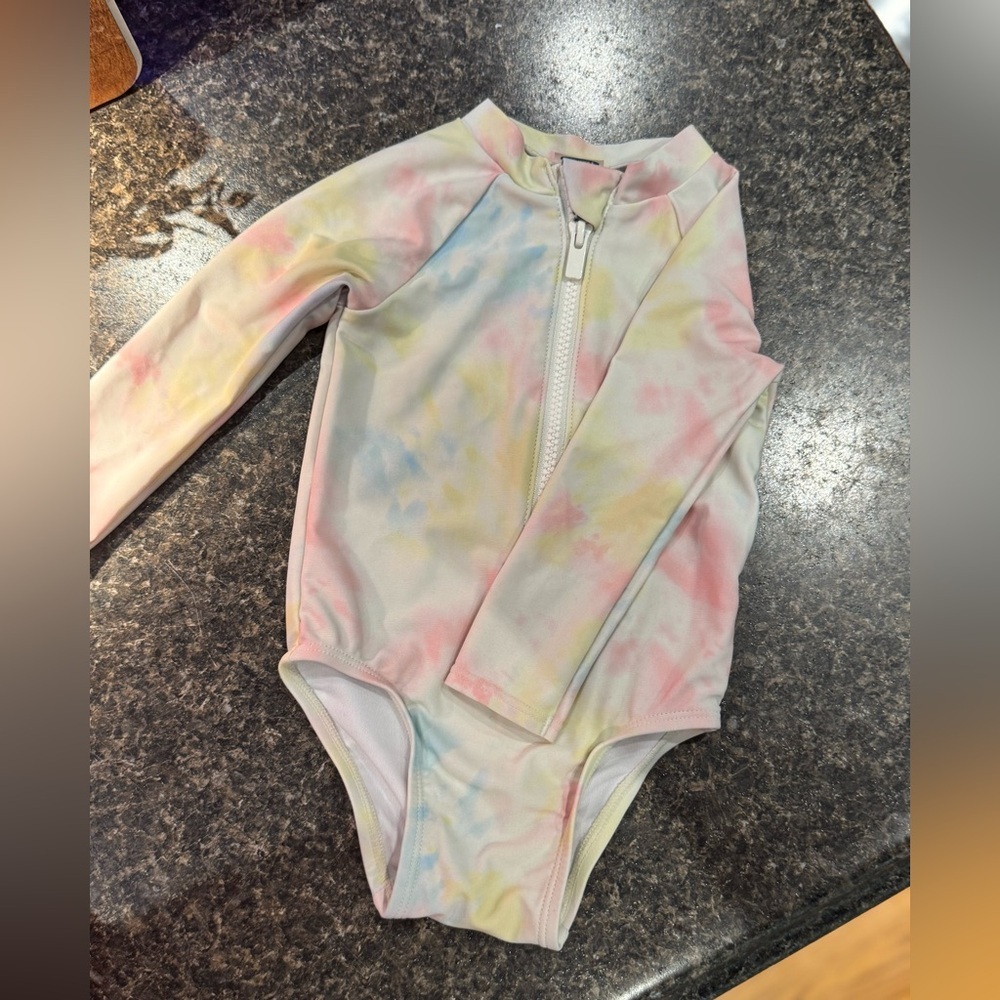 Old Navy Pink and Yellow Bodysuit with Long Sleeves